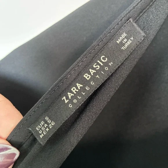 Zara Black Halter Tie Mini Dress with Long Fringe Detail - Picture 9 of 12